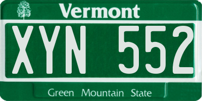 VT license plate XYN552
