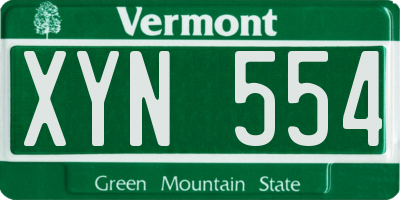 VT license plate XYN554