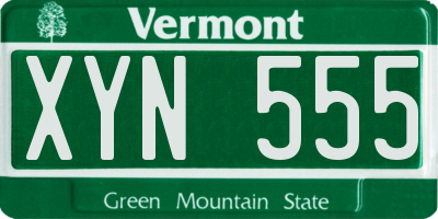 VT license plate XYN555