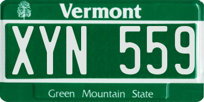VT license plate XYN559