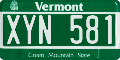 VT license plate XYN581