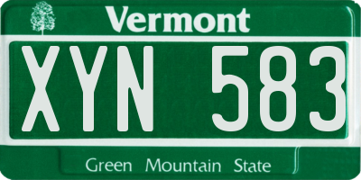 VT license plate XYN583