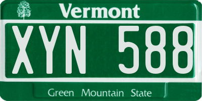 VT license plate XYN588