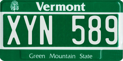VT license plate XYN589