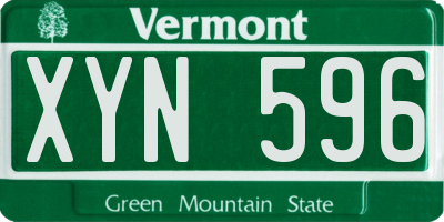 VT license plate XYN596