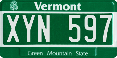 VT license plate XYN597