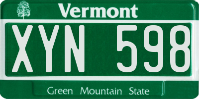 VT license plate XYN598
