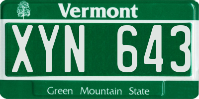VT license plate XYN643
