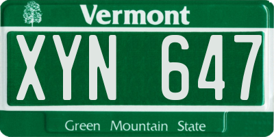 VT license plate XYN647