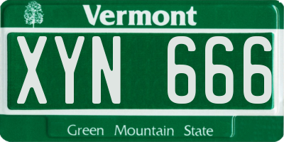 VT license plate XYN666