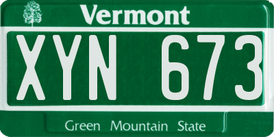 VT license plate XYN673