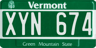 VT license plate XYN674