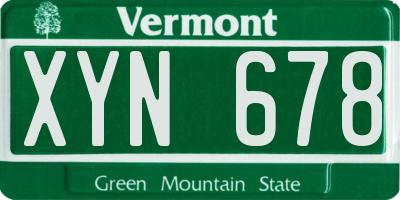 VT license plate XYN678