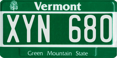 VT license plate XYN680