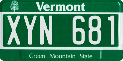 VT license plate XYN681
