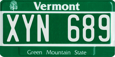 VT license plate XYN689