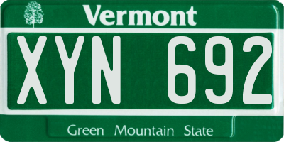 VT license plate XYN692