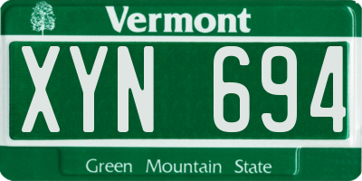 VT license plate XYN694