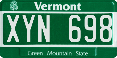 VT license plate XYN698