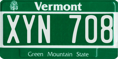 VT license plate XYN708