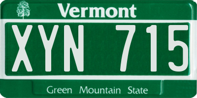 VT license plate XYN715