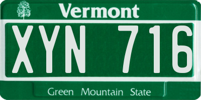 VT license plate XYN716