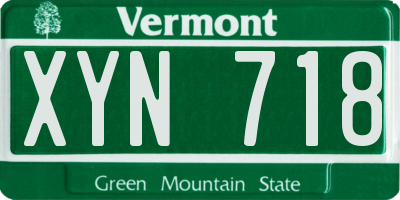 VT license plate XYN718