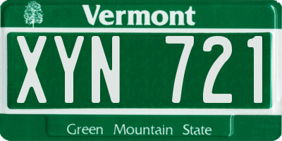 VT license plate XYN721