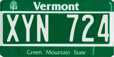 VT license plate XYN724