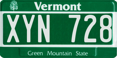 VT license plate XYN728