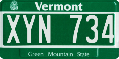 VT license plate XYN734