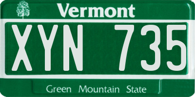 VT license plate XYN735