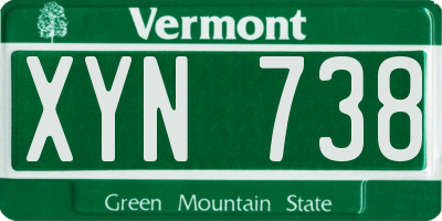 VT license plate XYN738