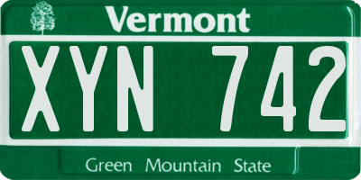 VT license plate XYN742