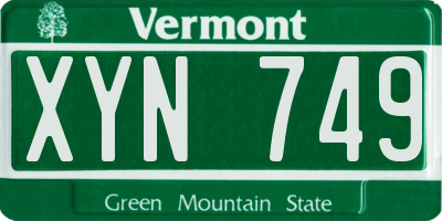 VT license plate XYN749