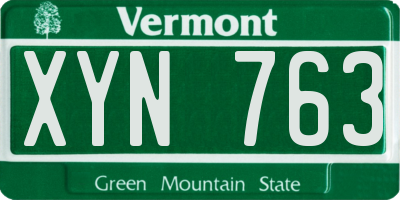 VT license plate XYN763