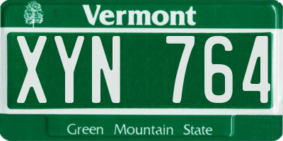 VT license plate XYN764