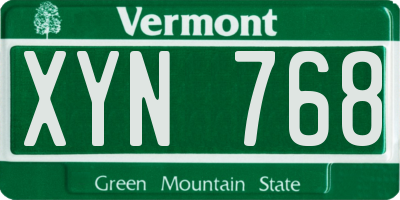 VT license plate XYN768