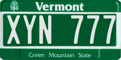 VT license plate XYN777