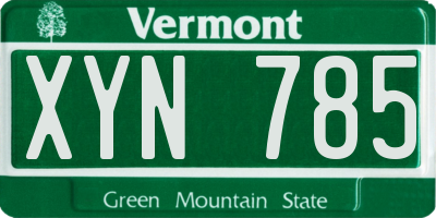 VT license plate XYN785