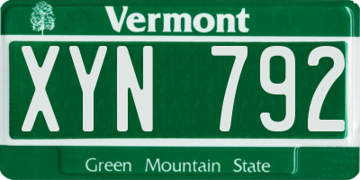 VT license plate XYN792