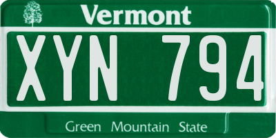 VT license plate XYN794
