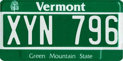 VT license plate XYN796