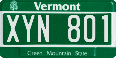 VT license plate XYN801