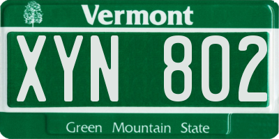 VT license plate XYN802