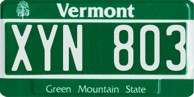 VT license plate XYN803