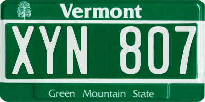 VT license plate XYN807