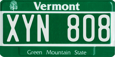 VT license plate XYN808