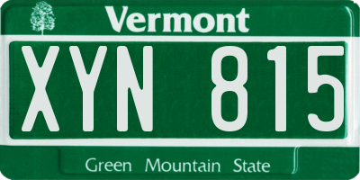 VT license plate XYN815