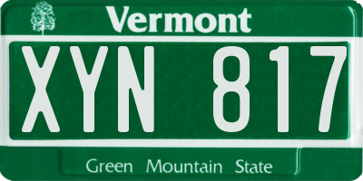 VT license plate XYN817